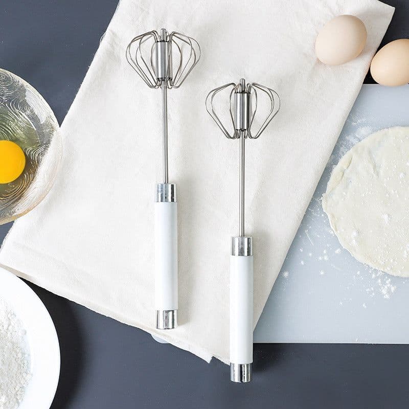 image-Semi-automatic Stainless Steel Egg Beater Whisk Hand Pressure Rotating Manual Mixer Egg Tools Cream Stirrer Kitchen Accessories