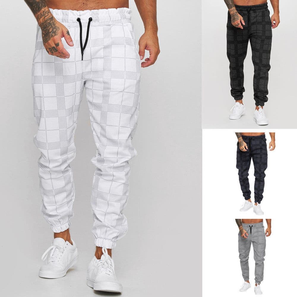 image-Checkered 3D Digital Print Casual Pants