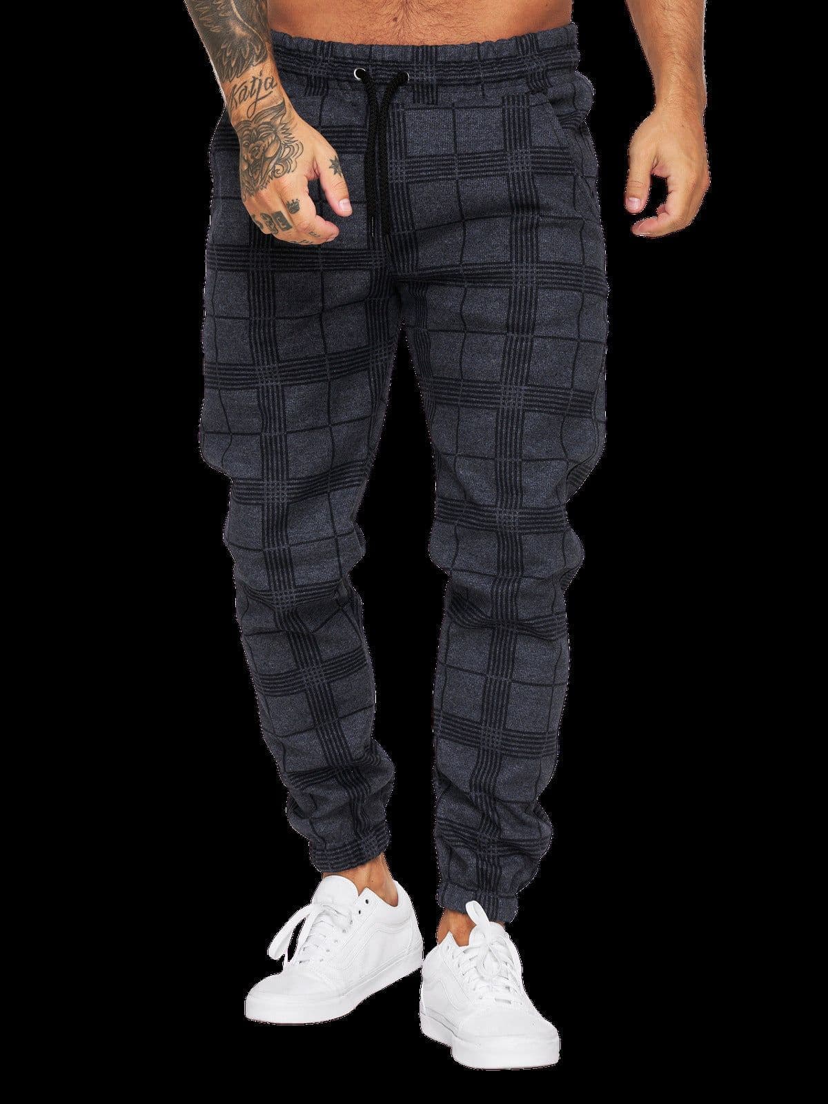 image-Checkered 3D Digital Print Casual Pants