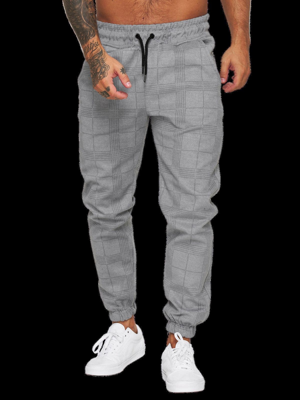 image-Checkered 3D Digital Print Casual Pants