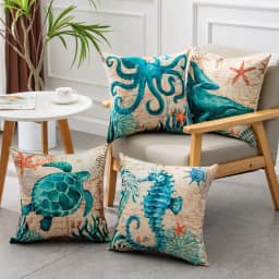 image-Cushion Covers Sea Turtle Printed Throw Pillow Cases For Home Decor Sofa Chair Seat