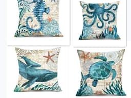 image-Cushion Covers Sea Turtle Printed Throw Pillow Cases For Home Decor Sofa Chair Seat