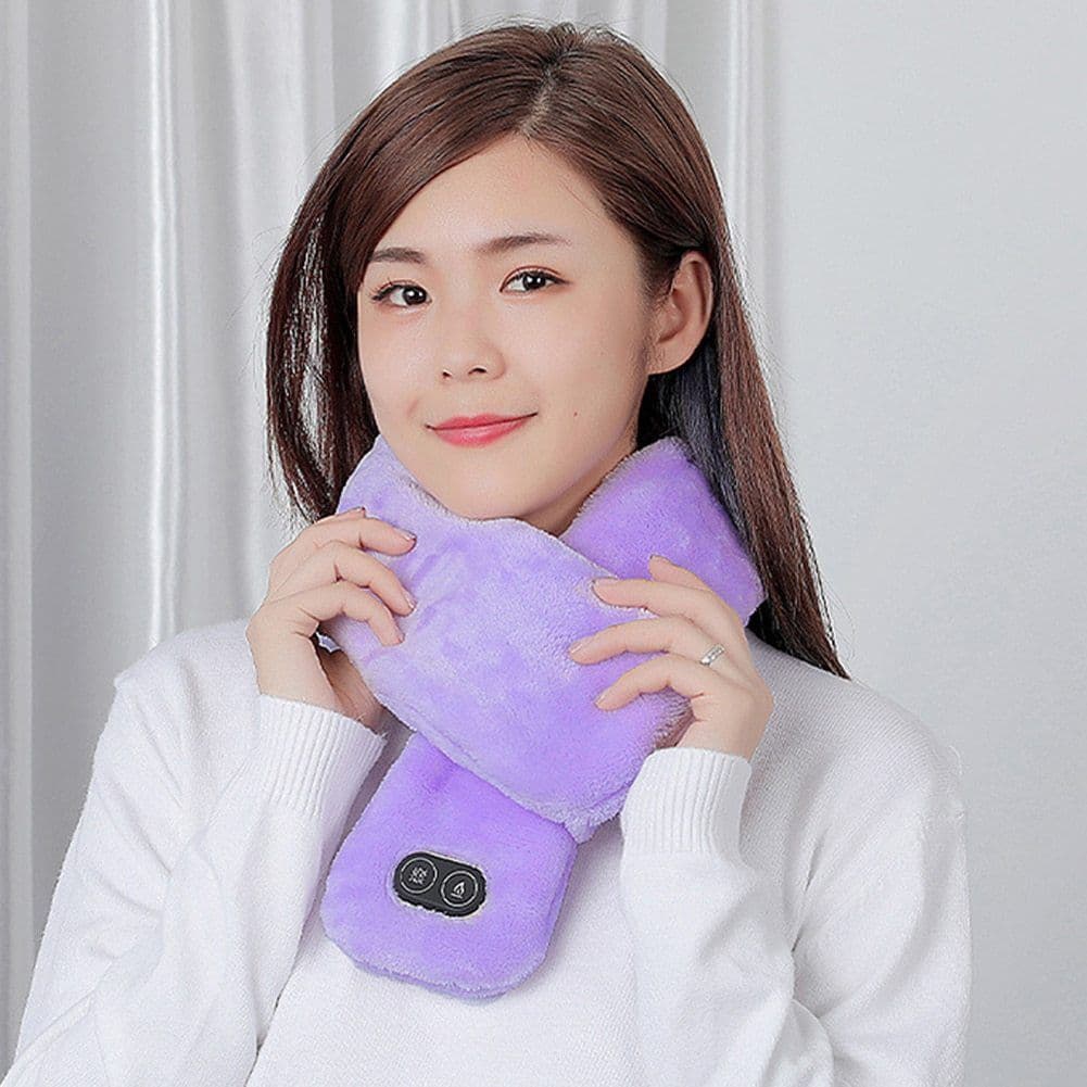 image-Women Men Soft Temperature Control Pain Relief Cervical Massage Shoulder Neck Wrap USB Heated Scarf Shawl Washable Winter Warm