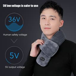 image-Women Men Soft Temperature Control Pain Relief Cervical Massage Shoulder Neck Wrap USB Heated Scarf Shawl Washable Winter Warm