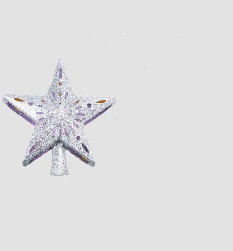 image-Christmas Tree Topper Star Lighted 3D Glitter Silver Snow Tree Toppers Snowflake Projector New Year Home Decoration