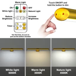 image-Magnetic Suction Bathroom Mirror Front Remote Control Dimmable Three-color Temperature Wall Painting Lamp Without Strobe