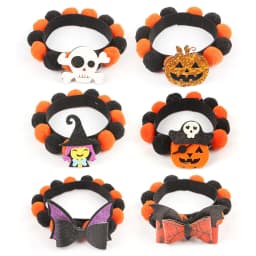 image-Halloween Pet Fur Ball Collar Pumpkin Accessories