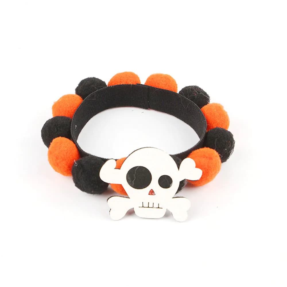 image-Halloween Pet Fur Ball Collar Pumpkin Accessories