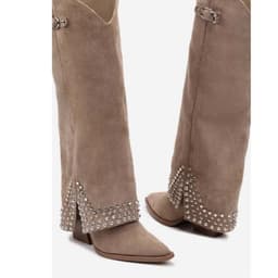 image-Women's Frosted Rivet Pantyhose Boots