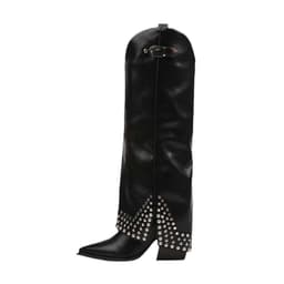 image-Women's Frosted Rivet Pantyhose Boots
