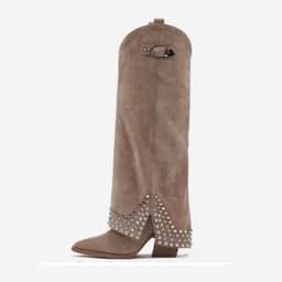 image-Women's Frosted Rivet Pantyhose Boots