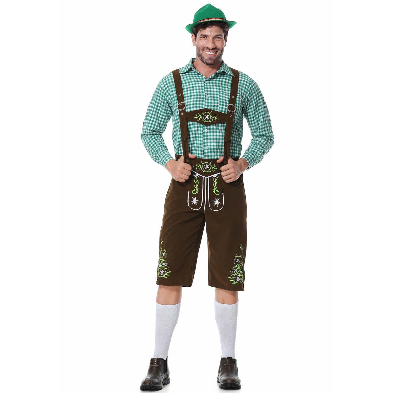 image-Beer Festival Clothing Suspenders Men's Plaid Suit