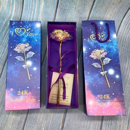 image-24K Luminous Color Gold Rose Flower Set