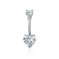 image-Sterling Silver Sexy Zirconia Heart Pendnt Belly Button Ring Belly Piercing for Women