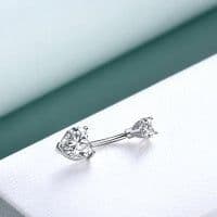 image-Sterling Silver Sexy Zirconia Heart Pendnt Belly Button Ring Belly Piercing for Women