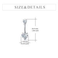image-Sterling Silver Sexy Zirconia Heart Pendnt Belly Button Ring Belly Piercing for Women