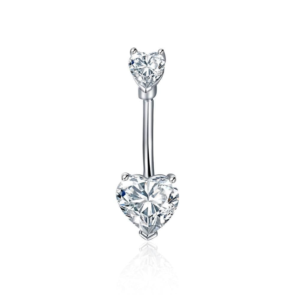 image-Sterling Silver Sexy Zirconia Heart Pendnt Belly Button Ring Belly Piercing for Women