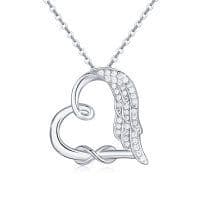image-Sterling Silver Guardian Angel Wings Heart Shape Infinity Symbol Pendant Necklace For Women And Girls