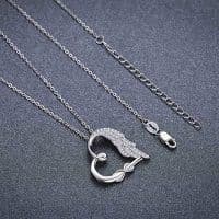 image-Sterling Silver Guardian Angel Wings Heart Shape Infinity Symbol Pendant Necklace For Women And Girls