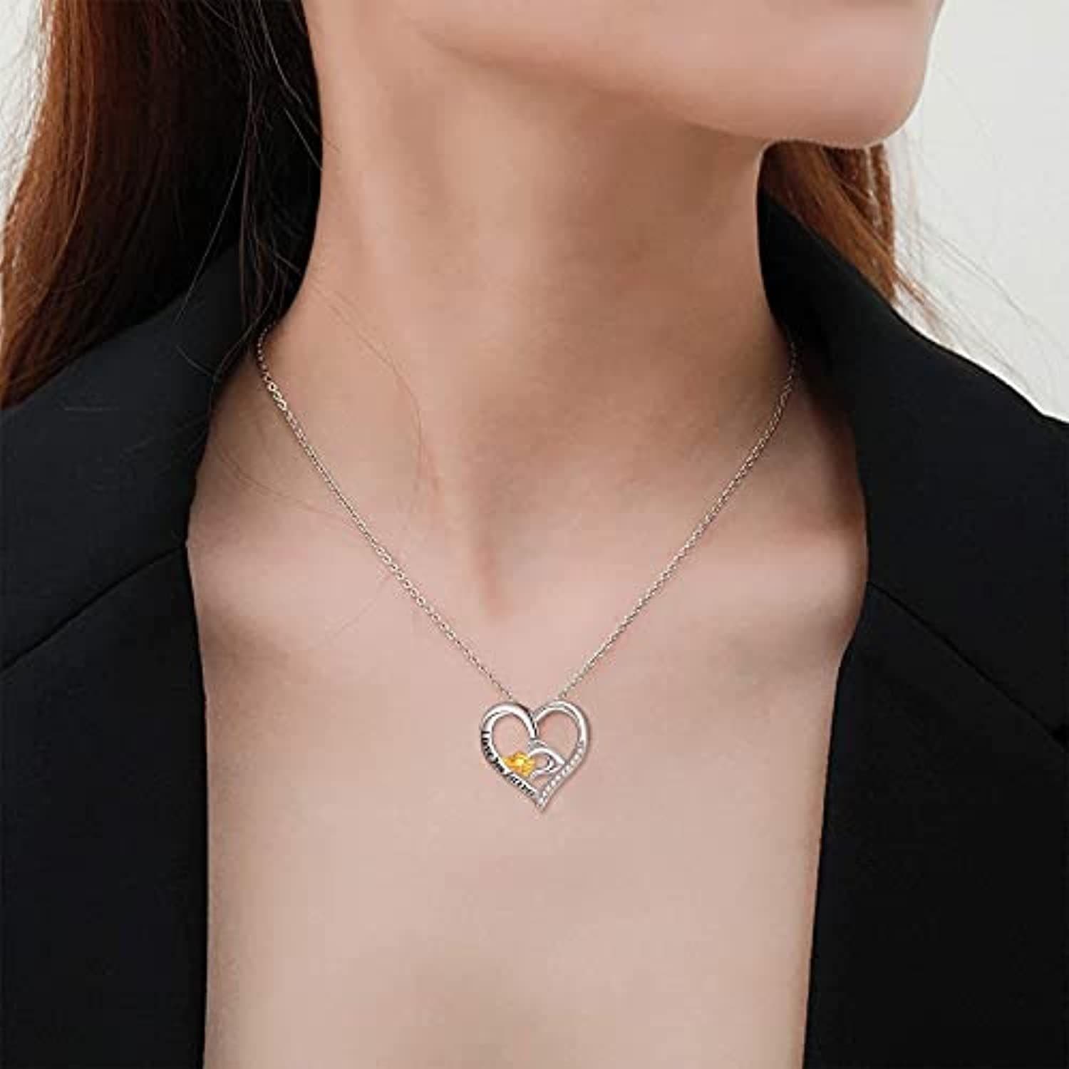 image-Mother and Child Hands Love Heart Pendant Necklace Jewelry for Women I Love You Forever