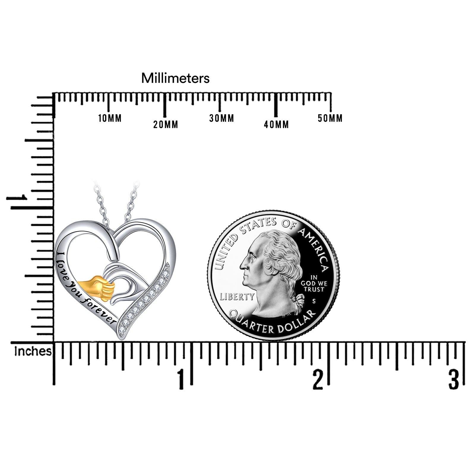 image-Mother and Child Hands Love Heart Pendant Necklace Jewelry for Women I Love You Forever