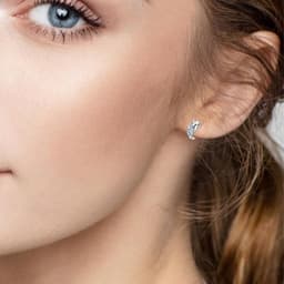 image-Hypoallergenic Cubic Zirconia Pig Small Cute Heart Huggie Hoop Earrings