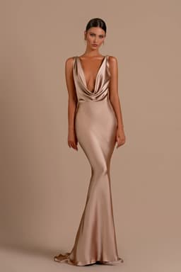 image-Mermaid Bridesmaid Dresses For Wedding Deep V Neck Satin Prom Dress Long Formal Evening Gowns For Women