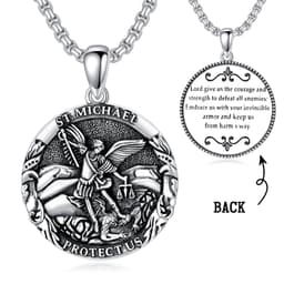image-Saint Michael Medal Pendant Necklace The Archangel Catholic Medallions Amulet