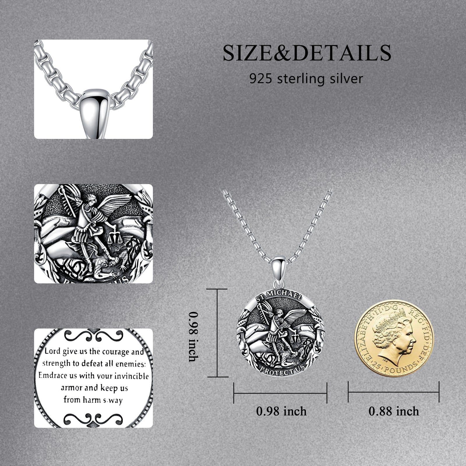 image-Saint Michael Medal Pendant Necklace The Archangel Catholic Medallions Amulet