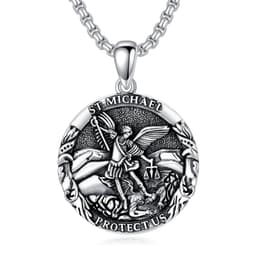image-Saint Michael Medal Pendant Necklace The Archangel Catholic Medallions Amulet
