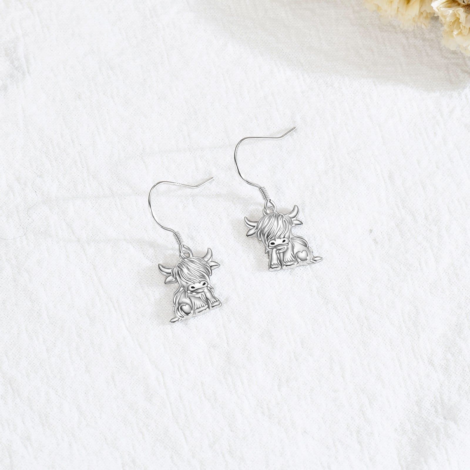 image-Highland Cow Earrings for Women 925 Sterling Silver Cow Dangle Drop Earrings
