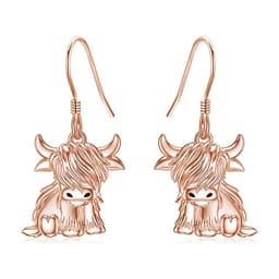image-Highland Cow Earrings for Women 925 Sterling Silver Cow Dangle Drop Earrings