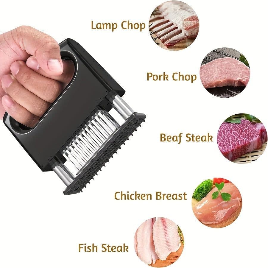 image-Meat Tenderizer Needles, Meat Tenderizer Tool Meat Tenderizer With Stainless Steel Sharp Needle Blades Heavy Duty Cooking Machine For Tenderizing Beef, Turkey, Chicken, Steak, Veal, Pork, Fish Etc