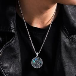 image-Sterling Silver Round Medal Saint Christopher Pendant Necklace as Catholic Christmas Gifts
