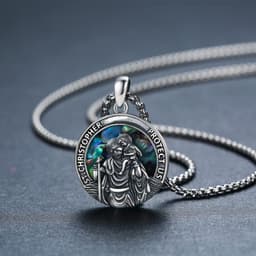 image-Sterling Silver Round Medal Saint Christopher Pendant Necklace as Catholic Christmas Gifts