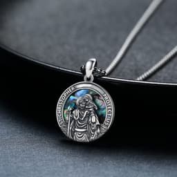 image-Sterling Silver Round Medal Saint Christopher Pendant Necklace as Catholic Christmas Gifts