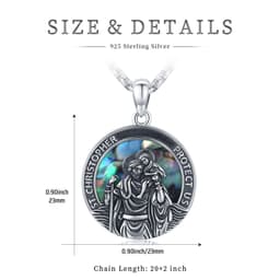 image-Sterling Silver Round Medal Saint Christopher Pendant Necklace as Catholic Christmas Gifts