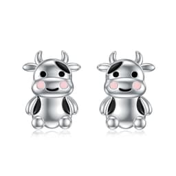 image-Cow Earrings Sterling Silver Cow Jewelry Animal Stud Earrings Cow Gifts for Women Teens Birthday
