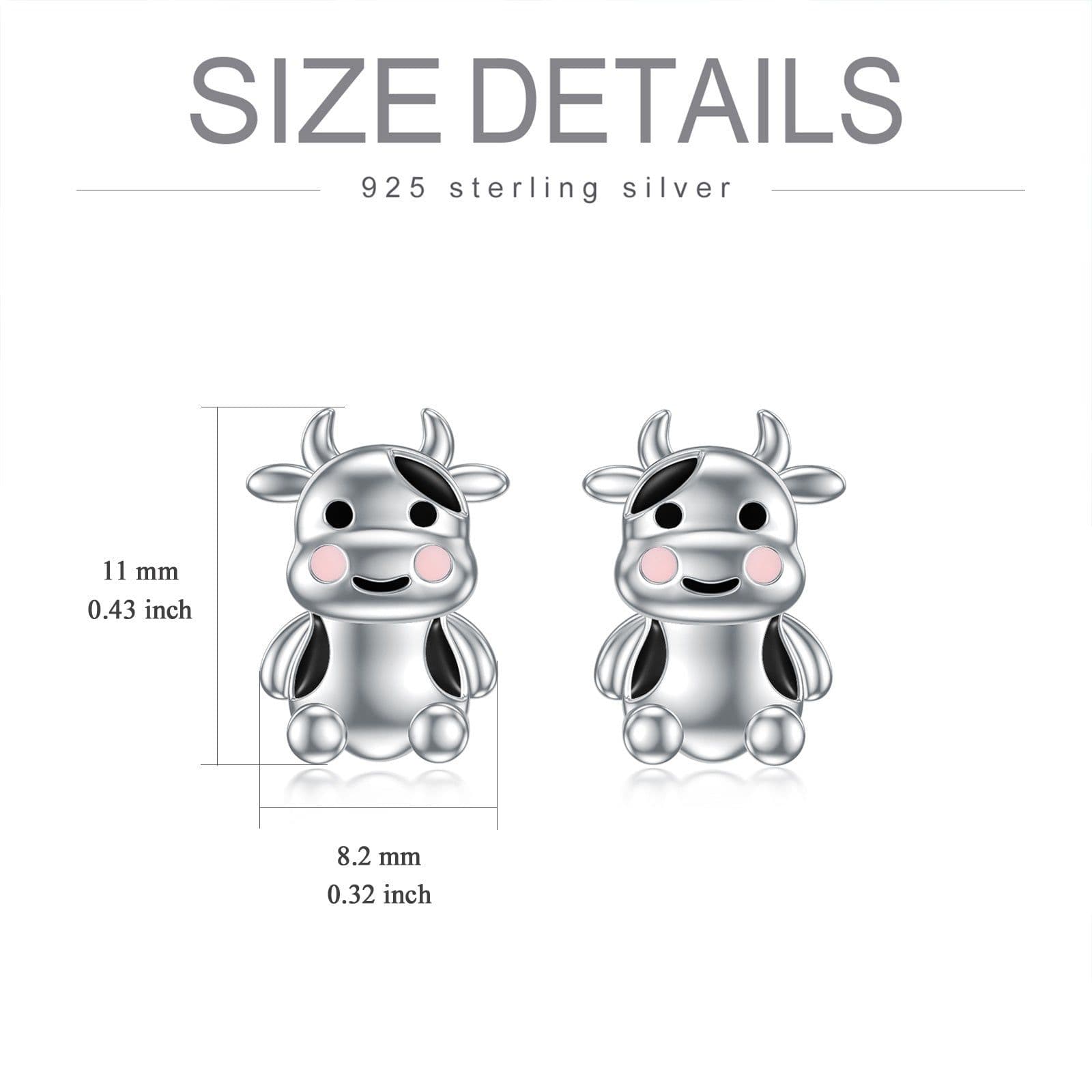 image-Cow Earrings Sterling Silver Cow Jewelry Animal Stud Earrings Cow Gifts for Women Teens Birthday