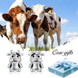 image-Cow Earrings Sterling Silver Cow Jewelry Animal Stud Earrings Cow Gifts for Women Teens Birthday