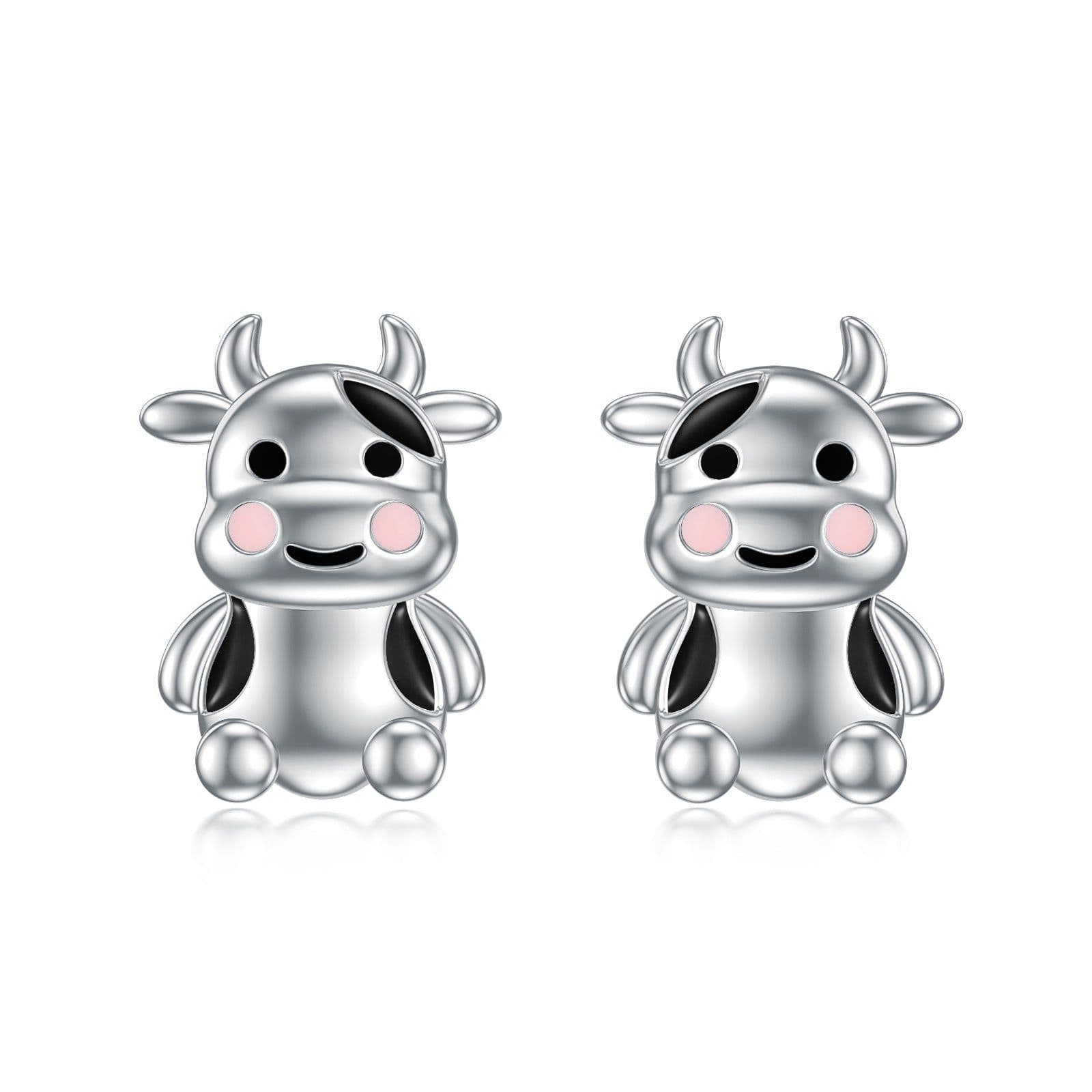 image-Cow Earrings Sterling Silver Cow Jewelry Animal Stud Earrings Cow Gifts for Women Teens Birthday