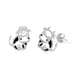 image-Cow Earrings 925 Sterling Silver Cow Stud Earrings for Women Cow Gifts for Birthday