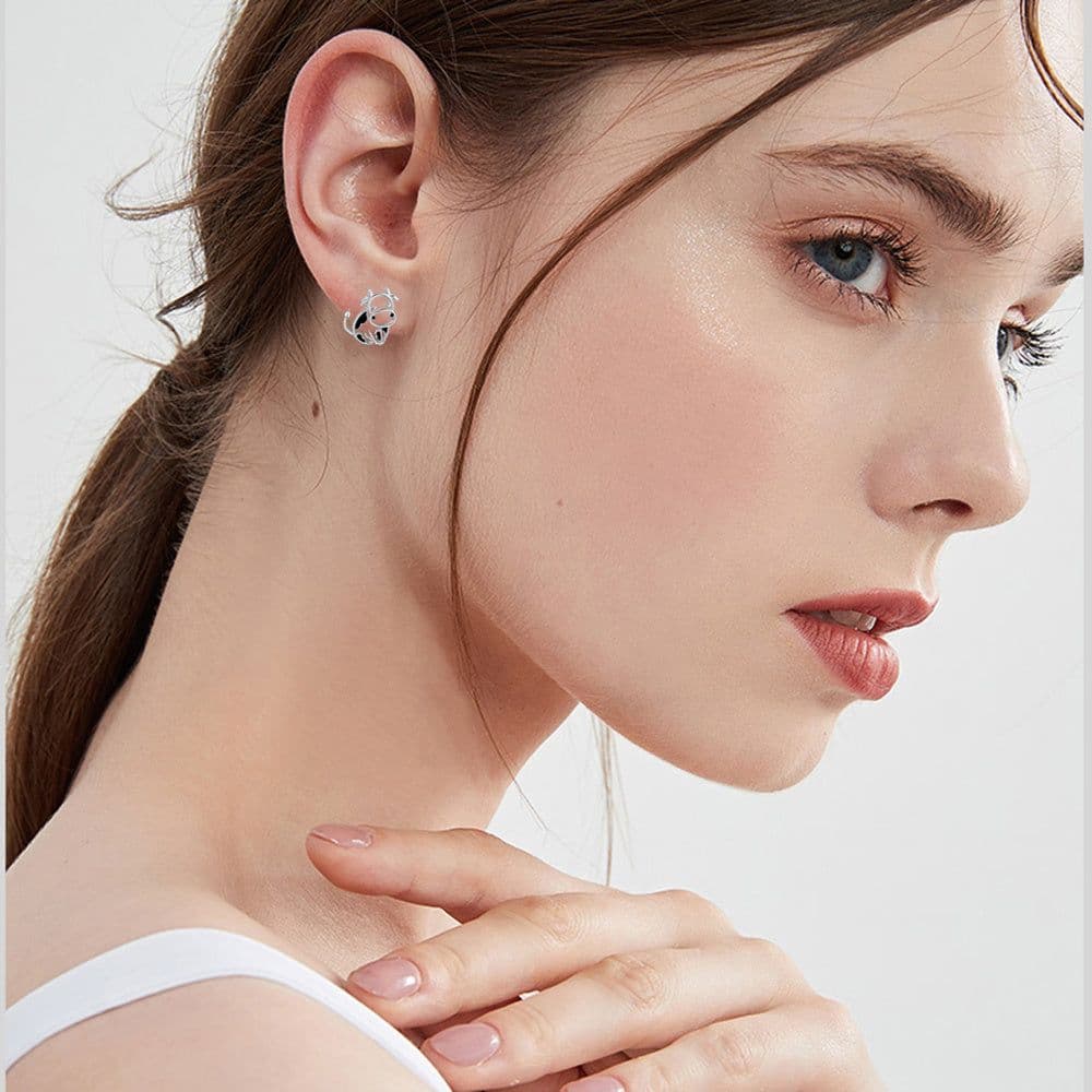 image-Cow Earrings 925 Sterling Silver Cow Stud Earrings for Women Cow Gifts for Birthday