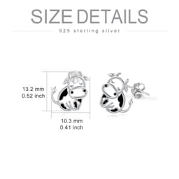 image-Cow Earrings 925 Sterling Silver Cow Stud Earrings for Women Cow Gifts for Birthday