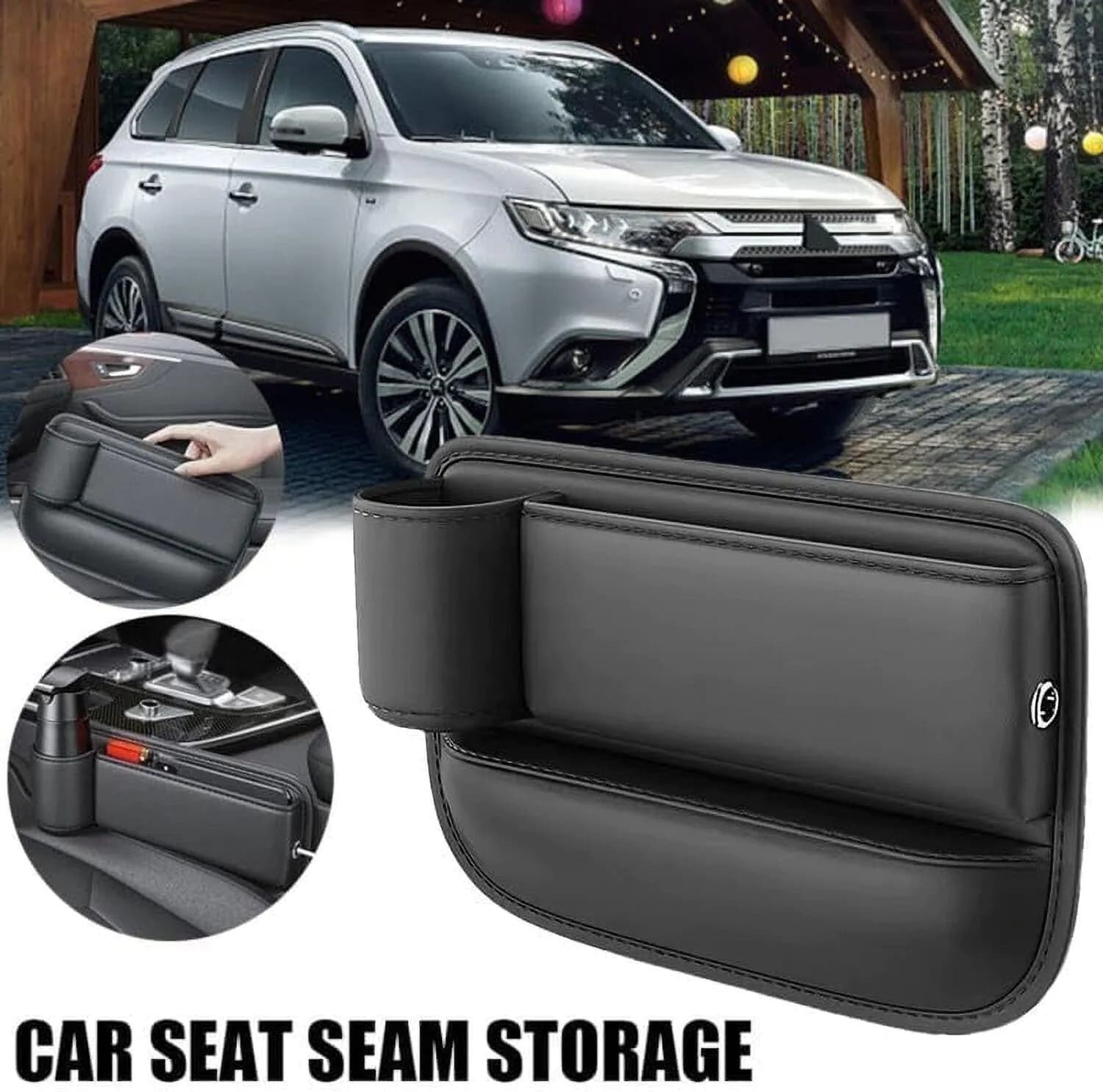 image-Car Seat Storage, New Upgraded Car Seat Storage Box With Cup Holder, Seat Gap Storage Box, Cup Holder Gap Bag For Car, Adjustable Car Seat Storage Box