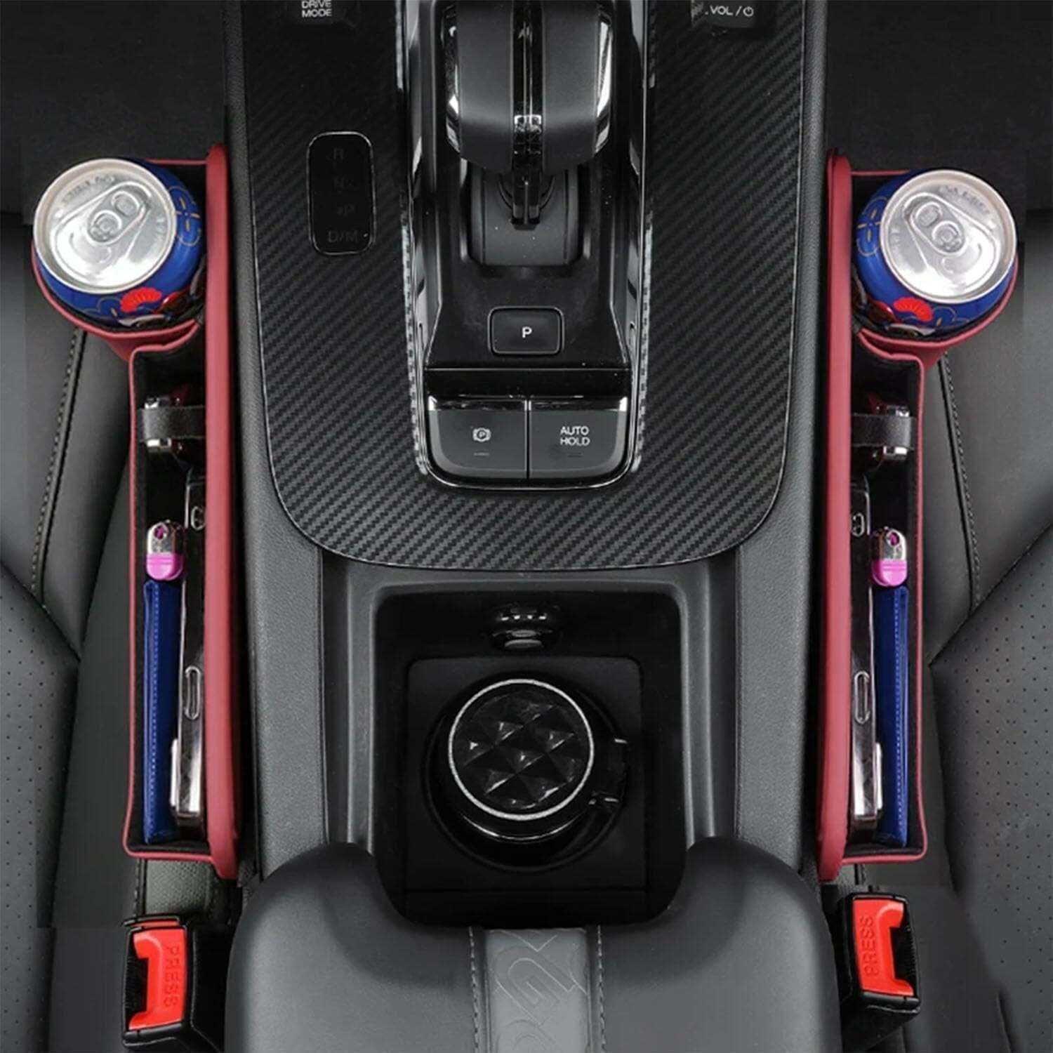 image-Car Seat Storage, New Upgraded Car Seat Storage Box With Cup Holder, Seat Gap Storage Box, Cup Holder Gap Bag For Car, Adjustable Car Seat Storage Box