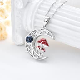 image-100 languages I Love You Projection Stone Mushroom Moon Necklace Sterling Silver