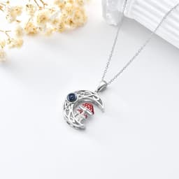 image-100 languages I Love You Projection Stone Mushroom Moon Necklace Sterling Silver