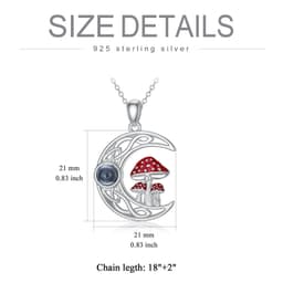 image-100 languages I Love You Projection Stone Mushroom Moon Necklace Sterling Silver