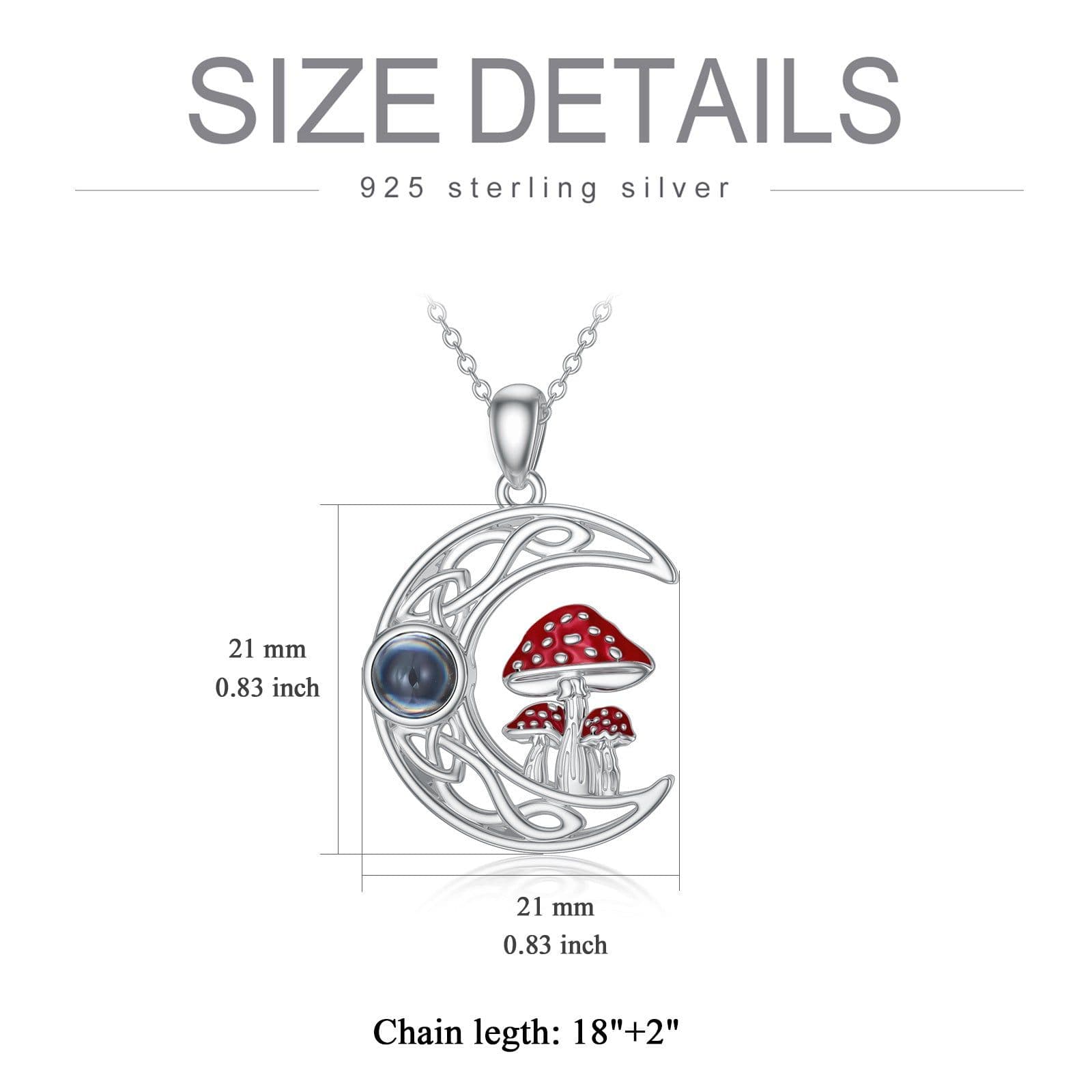 image-100 languages I Love You Projection Stone Mushroom Moon Necklace Sterling Silver